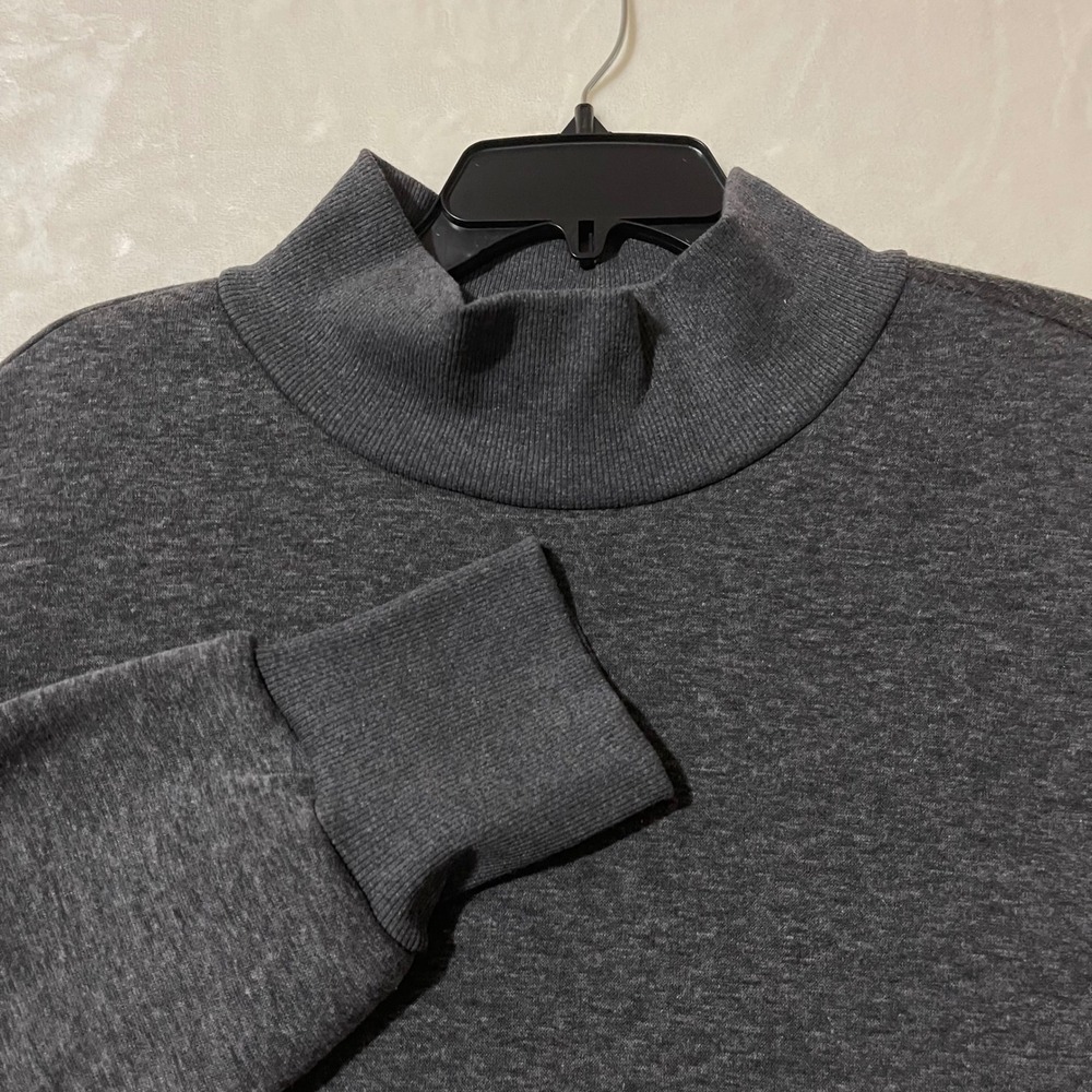 RBX Active Womens Mock‎ Neck Fleece Pullover Sweatshirt Charcoal Heather Grey XL